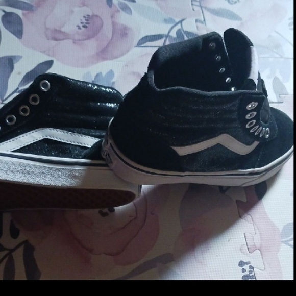 Vans Black and White Glitter Sneakers - Picture 3 of 5